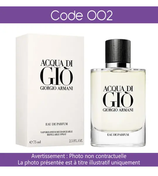 Parfum Chogan Code : 002 Inspiré de Acqua di Giò par Giorgio Armani