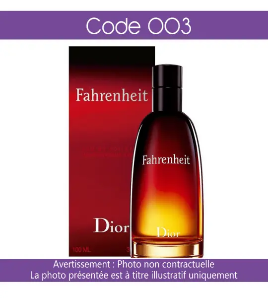 Parfum Chogan Code : 003 Inspiré de Fahrenheit par Christian Dior