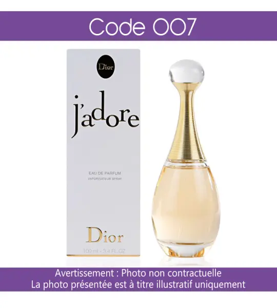 Parfum Chogan Code : 007 Inspiré de J'adore par Christian Dior